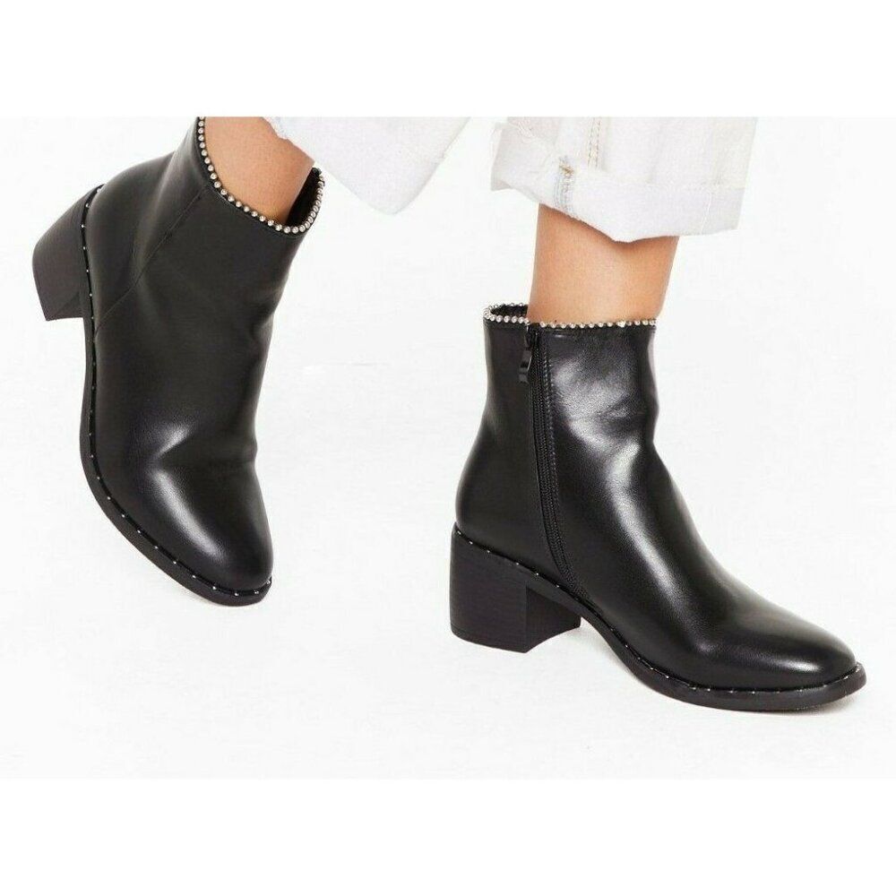 Nasty Gal Women's 7b Stud top lined ankle boots - New